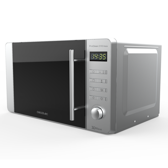 Micro-ondes ProClean 5110 Inox. 700 W, gril de 800 W, capacité de 20 L, revêtement Ready2Clean pour un meilleur nettoyage, technologie 3DWave, devanture et poignée en acier inoxydable