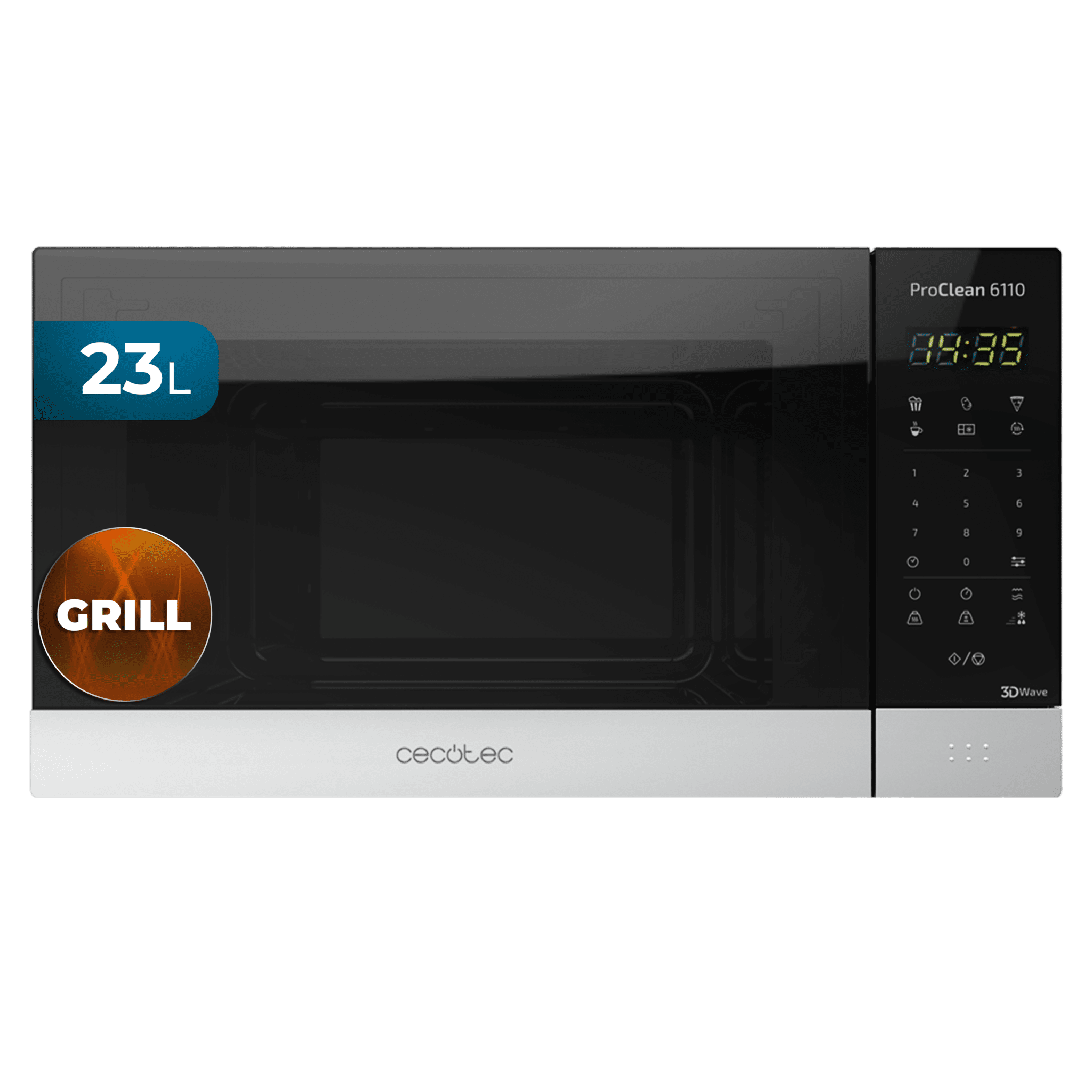 Micro-ondes ProClean 6110. 800 W, gril de 1000 W, capacité de 23 L, revêtement Ready2Clean pour un meilleur nettoyage, technologie 3DWave et design avec finitions en acier inoxydable