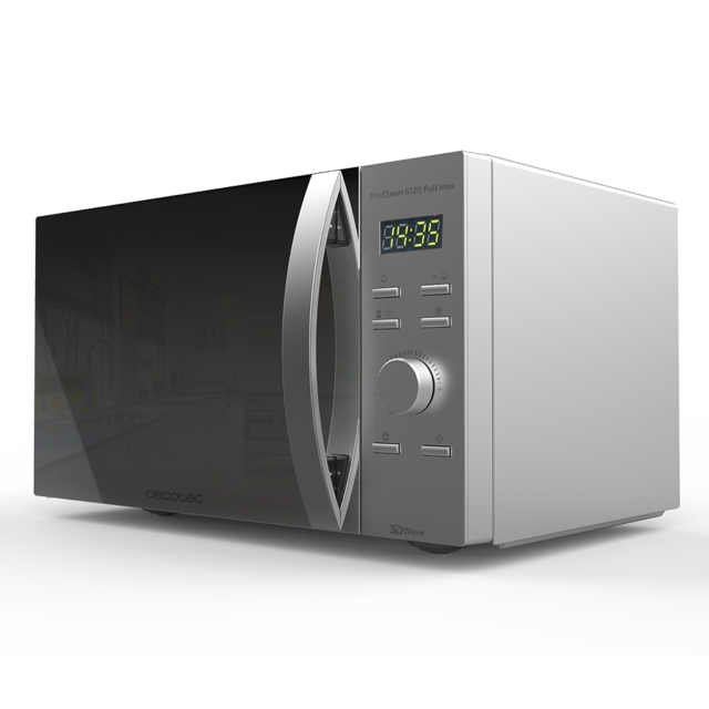 Micro-ondes avec gril ProClean 6120 FullInox. 23 litres, 1000 W, 8 programmes, 5 niveaux de puissance et minuterie de 60 minutes.