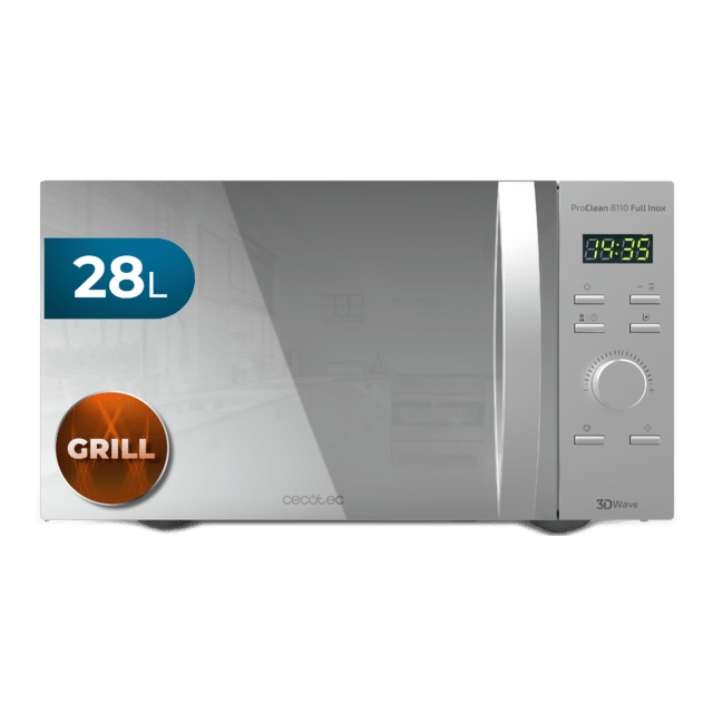 ProClean 8110. Microondas con Grill de 1000 W, Capacidad de 28l, Revestimiento Ready2Clean, Grill 1000W, 5 Niveles Funcionamiento, 8 Programas, Temporizador 60 min, Pantalla LED