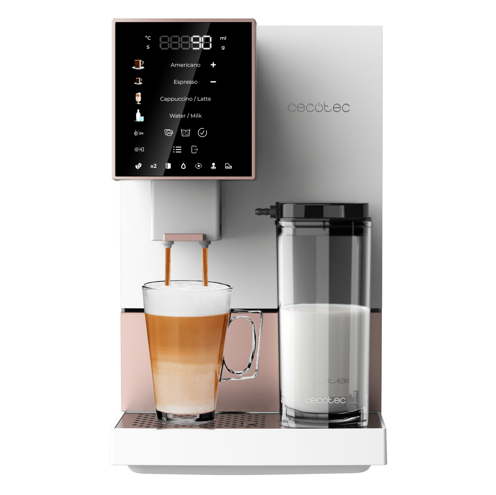 Cremmaet Compactccino White Rose Caffettiera superautomatica compatta con 19 bar, serbatoio del latte e sistema Thermoblock.