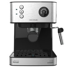 Power Espresso 20 Professionale 850 W, Druck 20 bar, 1,5-Liter-Tank, Doppelausgangsarm, Dampfgarer, heiße Tassenoberfläche, Edelstahl-Ausführung