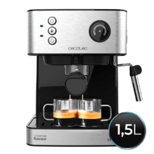 Power Espresso 20 Professionale. Máquina de café de 850 W, 20 Bar, Manómetro, Depósito de 1,5 l, Braço de saída dupla, Vaporizador, Bandeja aquece-chávenas, Acabamento em aço inoxidável