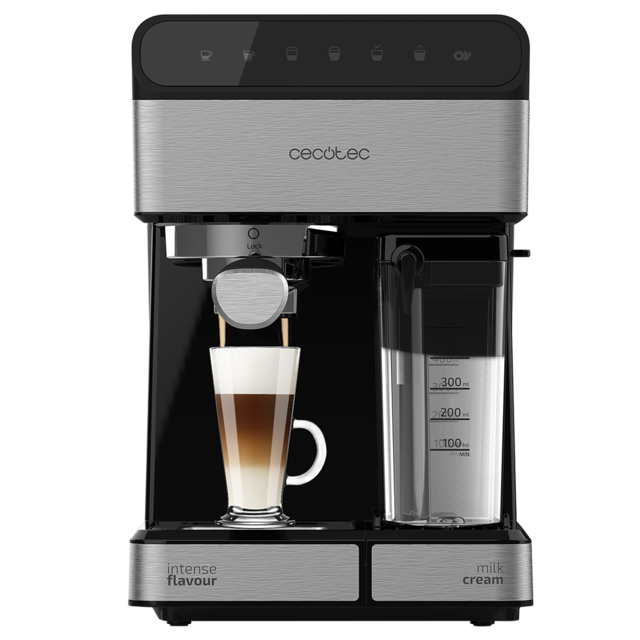 Power Instant-ccino 20 - Machine à café semi-automatique avec 20 bars de pression, capacité d'1,4 L, 6 fonctions, préchauffage par Thermoblock, contrôle tactile, réservoir de lait et 1350 W.
