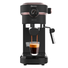 Cafelizzia 890 Rose Pro Cafetera express para espressos y cappuccino, dispone de sistema de rápido calentamiento por thermoblock, 20 bares, modo Auto para 1 y 2 cafés, vaporizador orientable, conducto de agua para infusiones y manómetro para medir la presión.