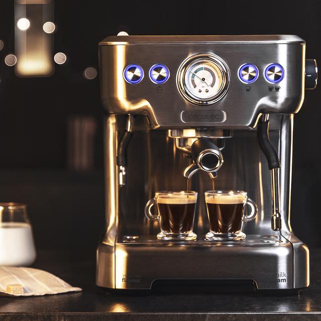 Power Espresso 20 Barista Pro Espressomaschine Thermoblock für Kaffee- und Milchaufschäumung, 20 bar, PressurePro Manometer, Auto-Modus für 1 und 2 Kaffees, Dampfgarer steuerbar, 2900W