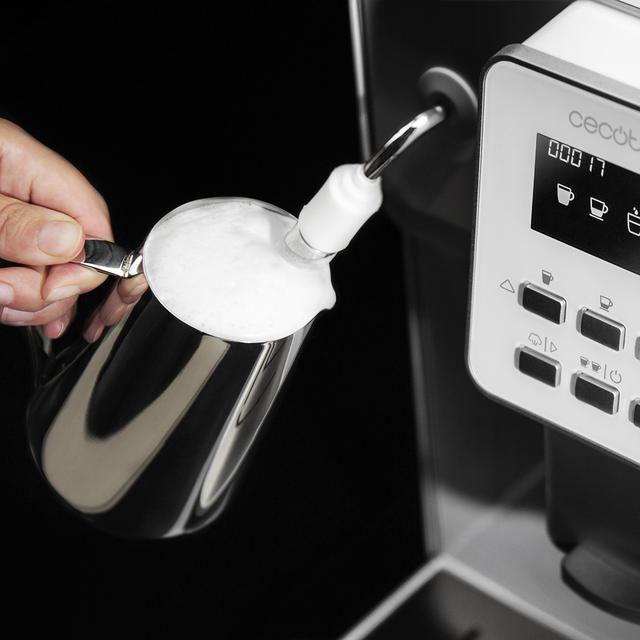 Power Matic-ccino 6000 Serie Bianca. Cafetera superautomática con 19 Bares,1-2 cafés, Sistema de rápido Calentamiento, Pantalla LCD, depósito café 250 gr, Molinillo Integrado, 1350 W