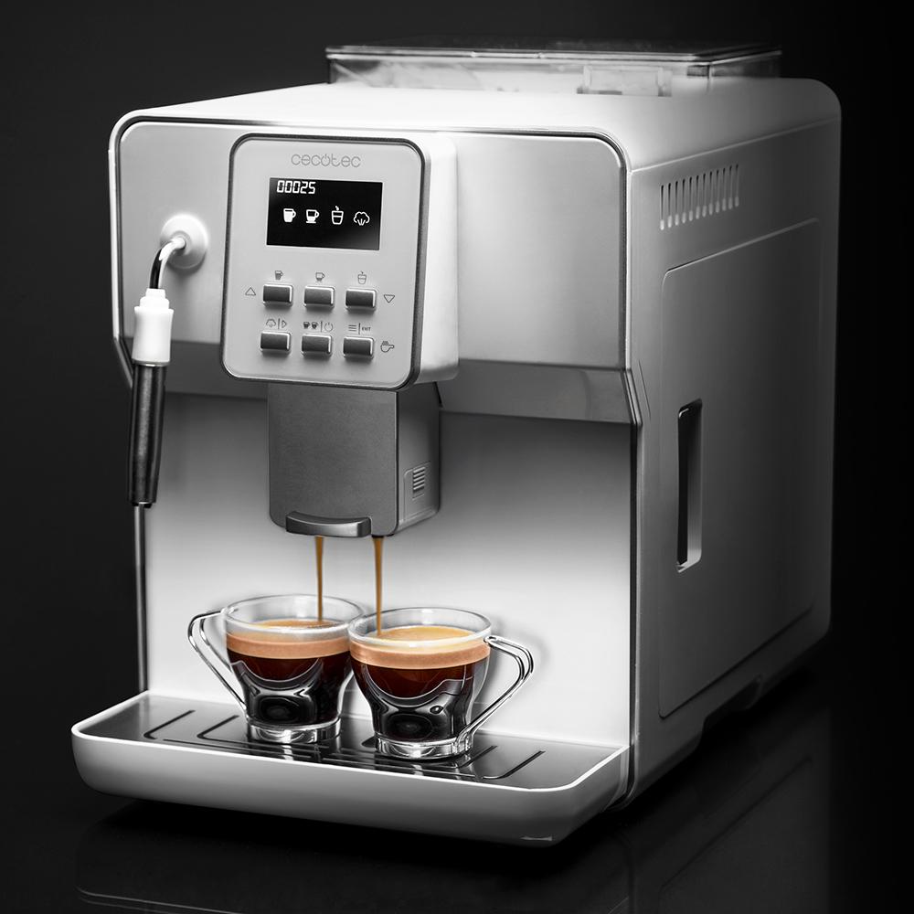 Machine à café méga-automatique Power Matic-ccino 6000 Série Bianca 19 bars, 1-2 cafés, système de chauffage rapide, écran LCD, réservoir à café de 250 gr, moulin intégré et 1350 W