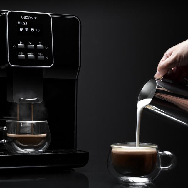 Power Matic-ccino 6000 Serie Nera. Cafetera superautomática con 19 Bares,1-2 cafés, Sistema de rápido Calentamiento, Pantalla LCD, depósito café 250 gr, Molinillo Integrado, 1350 W