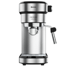 Machine à café Cafelizzia 790 Steel pour cafés expressos et cappuccinos, bras porte-filtres avec double sortie et deux filtres, 20 bars de pression, réservoir amovible d'1,2 L, 1350 W, acier