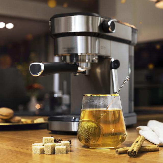 Macchina da caffè Cafelizzia 790 Steel per espresso e cappuccino, braccio portafiltro con doppio erogatore e due filtri, 20 bar di pressione, serbatoio estraibile di 1,2 L, 1350 W, acciaio