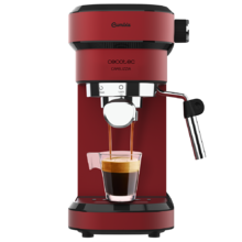 Machine à café Cafelizzia 790 Shiny - Machine à café pour cafés expressos et cappuccinos, avec 1350 W, système Thermoblock, 20 bars, mode automatique pour 1 ou 2 cafés, buse vapeur orientable, 1,2 L, rouge