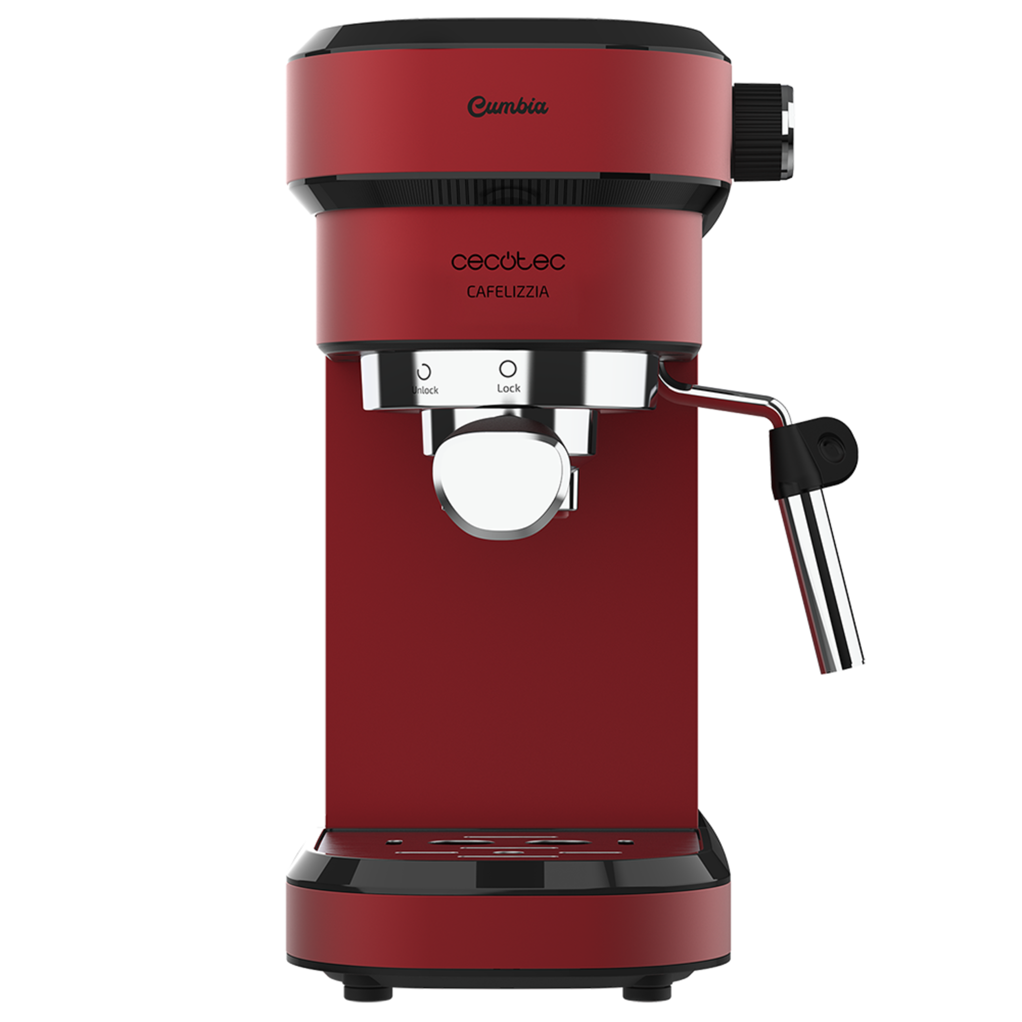 Machine à café Cafelizzia 790 Shiny - Machine à café pour cafés expressos et cappuccinos, avec 1350 W, système Thermoblock, 20 bars, mode automatique pour 1 ou 2 cafés, buse vapeur orientable, 1,2 L, rouge