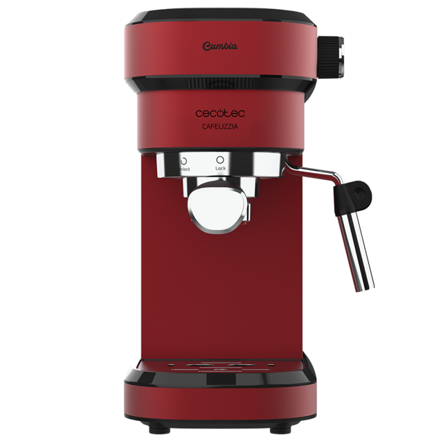 Machine à café Cafelizzia 790 Shiny - Machine à café pour cafés expressos et cappuccinos, avec 1350 W, système Thermoblock, 20 bars, mode automatique pour 1 ou 2 cafés, buse vapeur orientable, 1,2 L, rouge