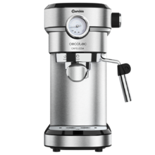 Cafelizzia 790 Steel Pro - Cafetera para Espressos y Cappuccino con Manometro, 1350 W, Sistema Thermoblock, 20 Bares, Modo Auto para 1-2 Cafés, Vaporizador Orientable, 1.2L, color Acero