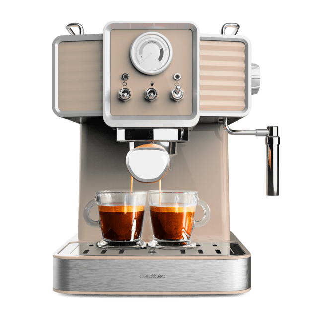 Power Espresso 20 Tradizionale Light Beige Cafetera Express para espressos y cappuccinos, rápido Sistema de Calentamiento por thermoblock, 20 Bares, manómetro PressurePro y vaporizador orientable