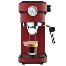 Machine à café Express avec manomètre Cafelizzia 790 Shiny Pro. Bras porte-filtres avec double sortie et deux filtres, 20 bars de pression, réservoir amovible d'1,2 L, 1350 W, rouge