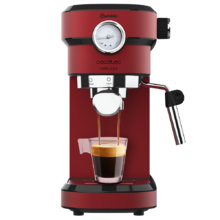 Cafelizzia 790 Shiny Pro. Cafetera Express con Manómetro y Brazo con Doble Salida y Dos filtros, 20bares de Presión, Depósito extraíble de 1,2L, 1350W, Rojo