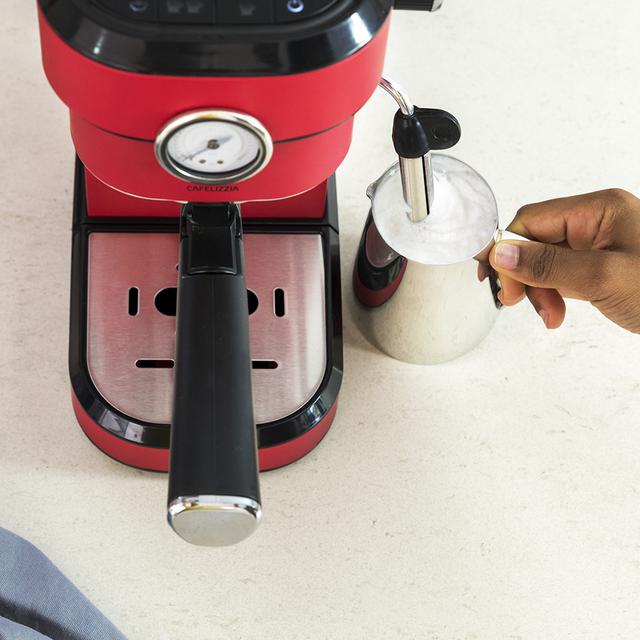 Macchina da caffè Express manometro Cafelizzia 790 Shiny Pro. Braccio con doppio erogatore e due filtri, 20 bar di pressione, serbatoio estraibile di 1,2 L, 1350 W, rosso