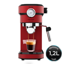 Cafelizzia 790 Shiny Pro. Cafetera Express con Manómetro y Brazo con Doble Salida y Dos filtros, 20bares de Presión, Depósito extraíble de 1,2L, 1350W, Rojo