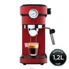 Cafelizzia 790 Shiny Pro. Máquina de café Express con Manómetro e Braço de saída dupla com dois filtros, 20 Bares de pressão, Depósito amovível de 1,2 L, 1350W, Vermelho