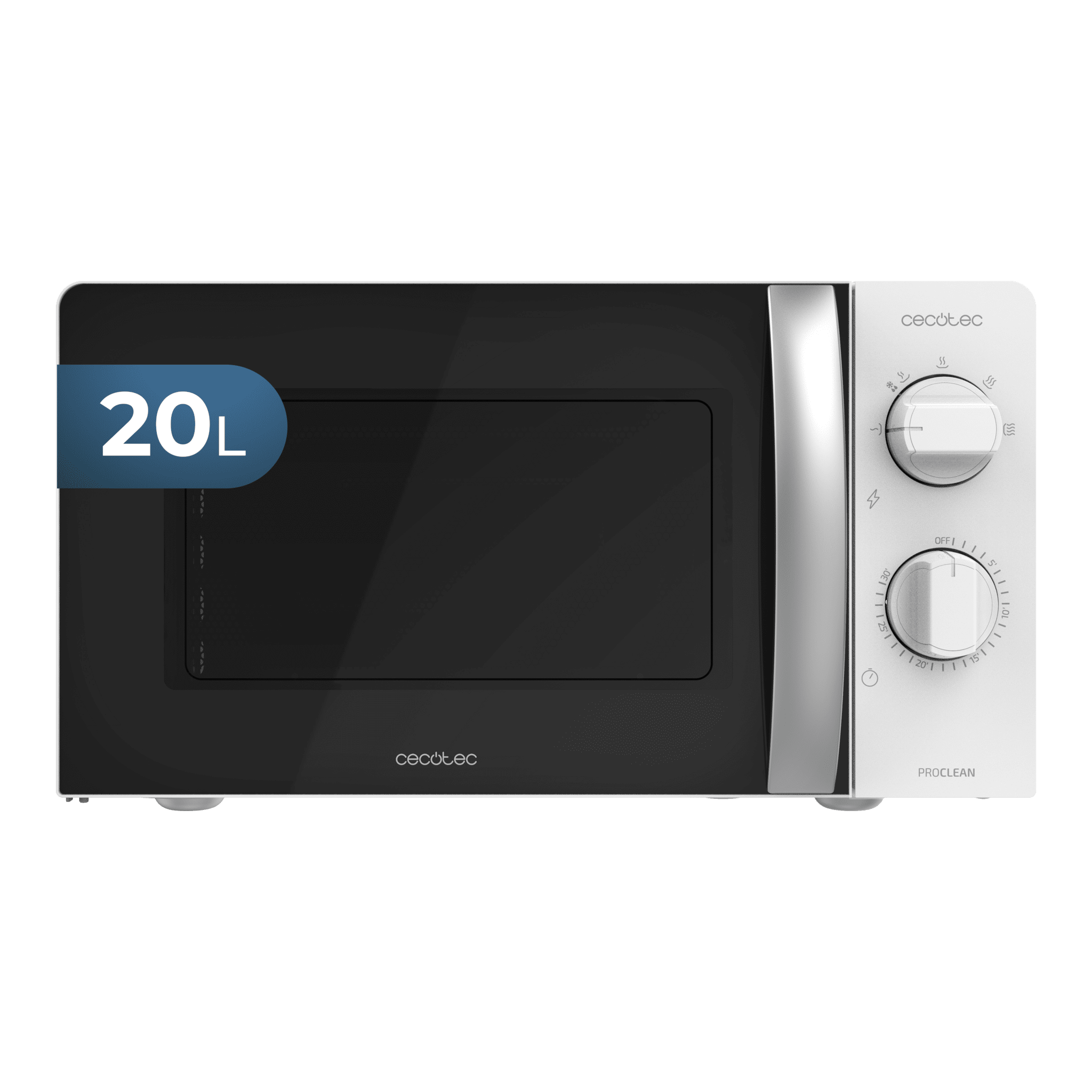 Cecotec Proclean 5010 Digitale magnetron, invertermotor, 20 l, wit, 700 W, 5 standen, laag stroomverbruik, led-display, draaiplateau van 245 mm, timer, 8 modi