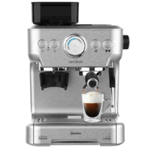 Cecotec Cafetera Cumbia Power Espresso 20 Barista Aromax. Potencia 2900 W,  2 Sistemas de Calentamiento, Bomba de presión de 20 Bares,manómetro,  portafiltros con Doble Salida y 2 filtros : : Hogar y cocina