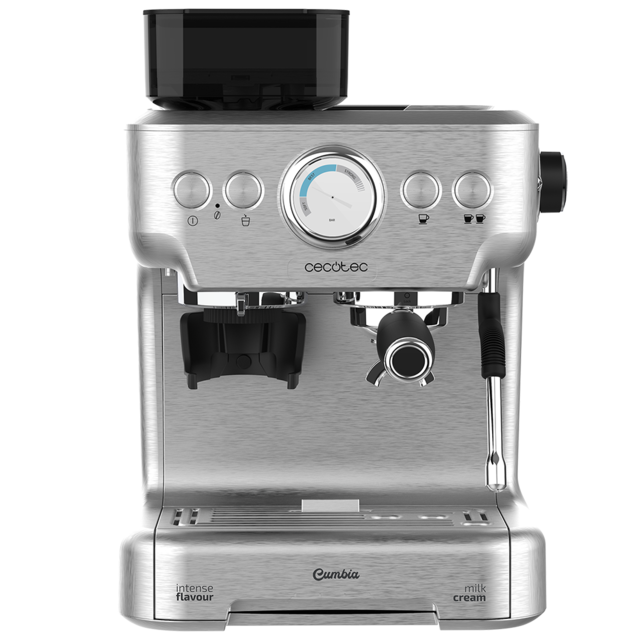Cumbia Power Espresso 20 Barista Aromax Leistung 2900 W, 2 Heizsysteme, 20 Bar Druckpumpe, Manometer, Filterhalter mit Doppelausgang und 2 Filter.