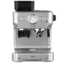 Machine à café Cumbia Power Espresso 20 Barista Aromax. 2900 W de puissance, 2 systèmes de préchauffe, pompe à pression de 20 bars, manomètre, bras porte-filtres avec double sortie et 2 filtres