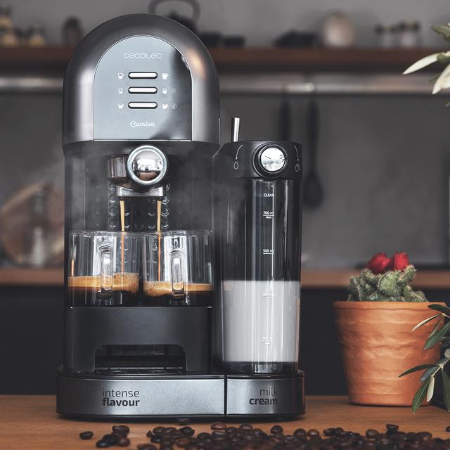 Power Instant-ccino 20 Chic Serie Nera. Máquina de café semiautomática para café moído e cápsulas, 20 Bares, Depósito de leite 0,7 ml, Depósito de água 1,7 L, 1470 W