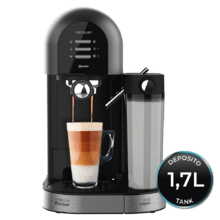 Machine à café semi-automatique Power Instant-ccino 20 Chic Série Nera pour café moulu et dosettes, avec 20 bars, réservoir de lait de 0,7 ml, réservoir d'eau d'1,7 L et 1470 W