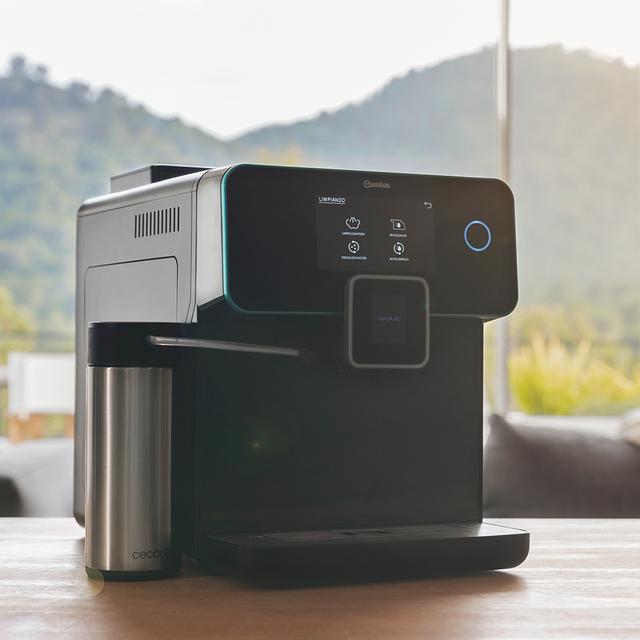 Power Matic-ccino 9000 Serie Nera. Cafetera superautomática Cumbia que Personaliza Intensidad, Temperature, café, Leche y Espuma,19 Bares de presión, Pantalla LED, 5 Niveles de molido