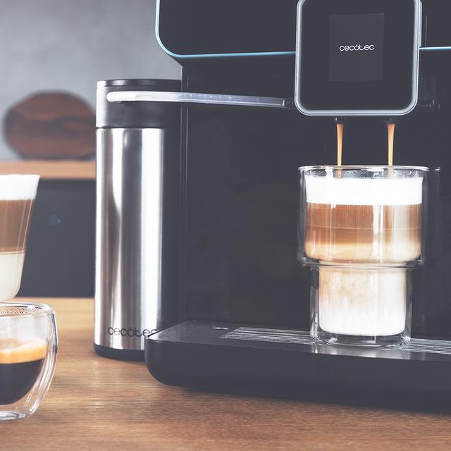 Power Matic-ccino 9000 Serie Nera. Cafetera superautomática Cumbia que Personaliza Intensidad, Temperature, café, Leche y Espuma,19 Bares de presión, Pantalla LED, 5 Niveles de molido