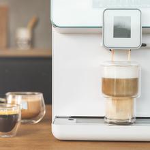 Power Matic-ccino 9000 Serie Bianca. Cafetera superautomática Cumbia que Personaliza Intensidad, Temperature, café, Leche y Espuma,19 Bares de presión, Pantalla LED, 5 Niveles de molido