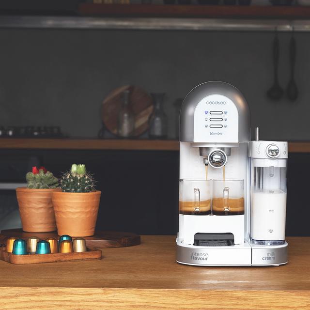 Máquina de café semi-automática Power Instant-ccino 20 Chic Serie Bianca, para café moído e cápsulas, 20 Bars, Depósito de leite 0.7ml, Depósito de água 1.7L, 1470W