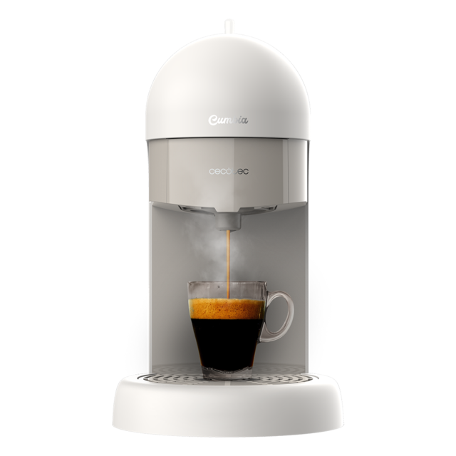 Espressomaschine Cumbia Capricciosa White. 19 bar Druck, Geeignet für gemahlenen Kaffee und ESE-Einzelkapseln, Wassertank 600 ml, Spülmaschinenfester Filter