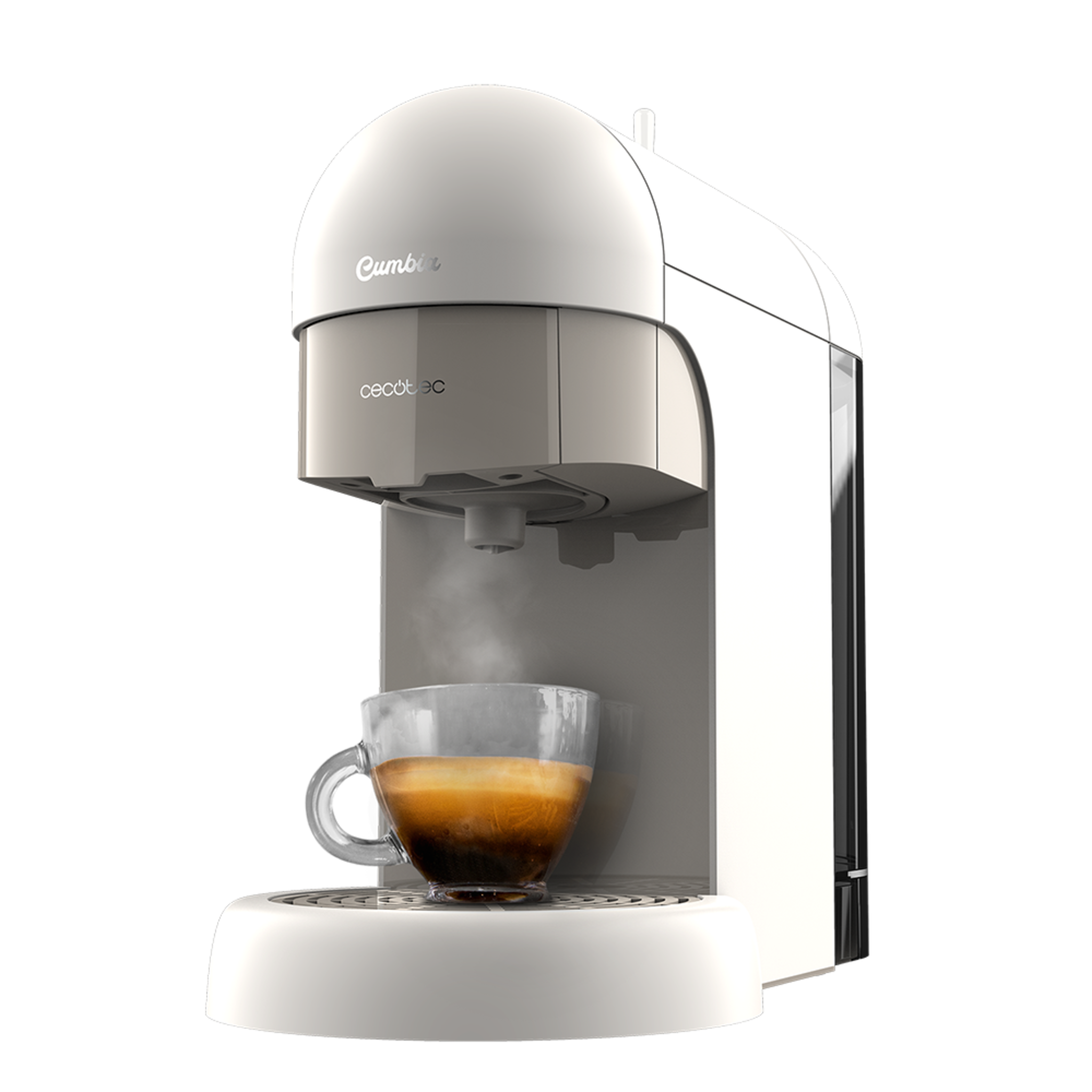 Machine à café expresso Cumbia Capricciosa White. Pression de 19 bars, convient pour le café moulu et les dosettes ESE, réservoir d'eau de 600 ml et filtre qui convient pour le lave-vaisselle