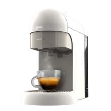 Machine à café expresso Cumbia Capricciosa White. Pression de 19 bars, convient pour le café moulu et les dosettes ESE, réservoir d'eau de 600 ml et filtre qui convient pour le lave-vaisselle