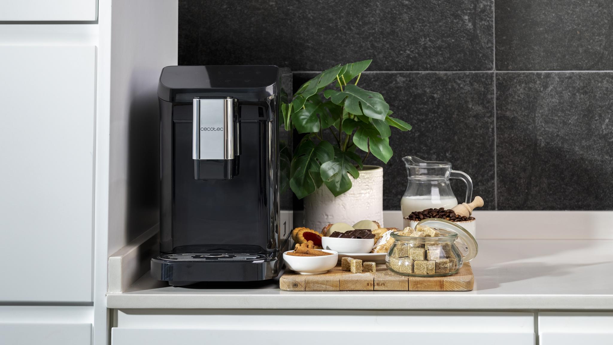 Cafetera superautomática - Cecotec Cremmaet CompactCcino Black, 19 bar,  1350 W, 400 ml, Altura regulable, Display táctil, Molinillo integrado, Black