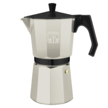 Italienische Kaffeemaschine Mokclassic 300 Beige Aus Aluminiumguss, geeignet für alle Arten von Küchen, für 3 Tassen Kaffee.