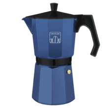 Cafetière italienne Mokclassic conçue en aluminium fondu pour faire le café avec le meilleur corps et arôme (Mokclassic 300, Blue)