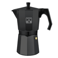 MokClassic 300 Black. Cafetera Italiana Fabricada en Aluminio Fundido, Apta para Diferentes Tipos de cocinas, para 3 Tazas de café