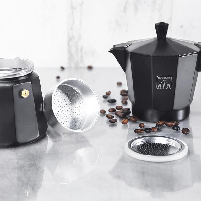 MokClassic 300 Black. Cafetera Italiana Fabricada en Aluminio Fundido, Apta para Diferentes Tipos de cocinas, para 3 Tazas de café
