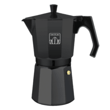 Italienische Kaffeemaschine Mokclassic 300 Black Aus Aluminiumguss, geeignet für alle Arten von Küchen, für 3 Tassen Kaffee.