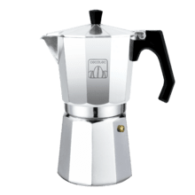 Cafetière italienne Mokclassic 600 Shiny. Conçue en aluminium fondu de haute qualité, idéale pour tous types de cuisines et pour remplir jusqu’à 6 tasses de café