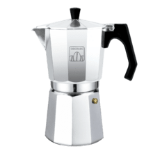 Italienische Kaffeemaschine Mokclassic 900 Shiny. Aus Aluminiumguss, geeignet für alle Arten von Küchen, für 9 Tassen Kaffee.