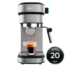 Cafelizzia 890 Gray Cafetera express para espressos y cappuccino, dispone de sistema de rápido calentamiento por thermoblock, 20 bares, Modo Auto para 1 y 2 cafés, vaporizador orientable y conducto de agua para infusiones.