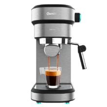 Cafelizzia 890 Gray Cafetera express para espressos y cappuccino, dispone de sistema de rápido calentamiento por thermoblock, 20 bares, Modo Auto para 1 y 2 cafés, vaporizador orientable y conducto de agua para infusiones.