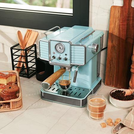 Machine à café expresso Power Espresso 20 Tradizionale Light Blue avec 20 bars et Thermoblock.