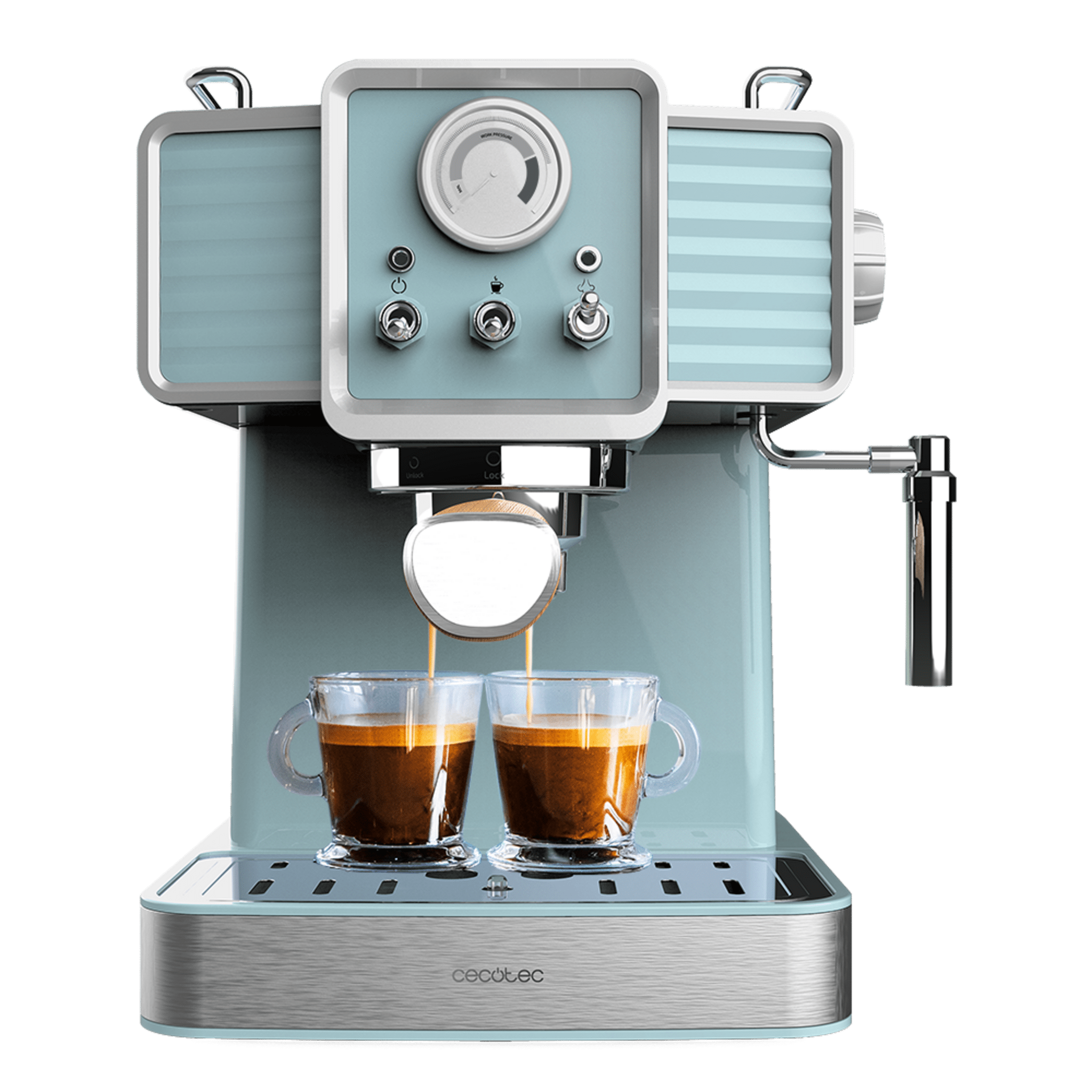 Machine à café expresso Power Espresso 20 Tradizionale Light Blue avec 20 bars et Thermoblock.